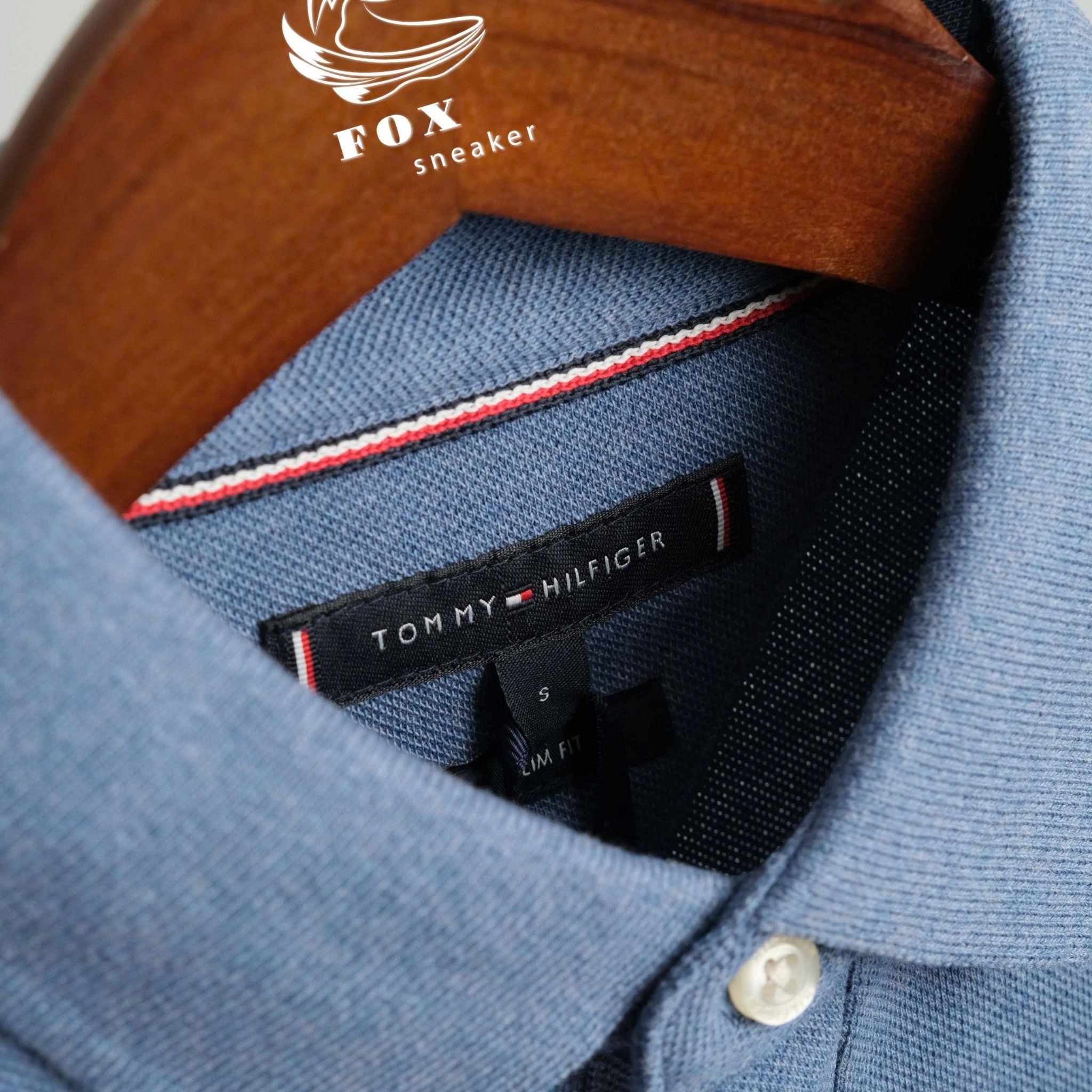  Polo Tommy Xanh Dương Tay Viền Hàng Chính Hãng 