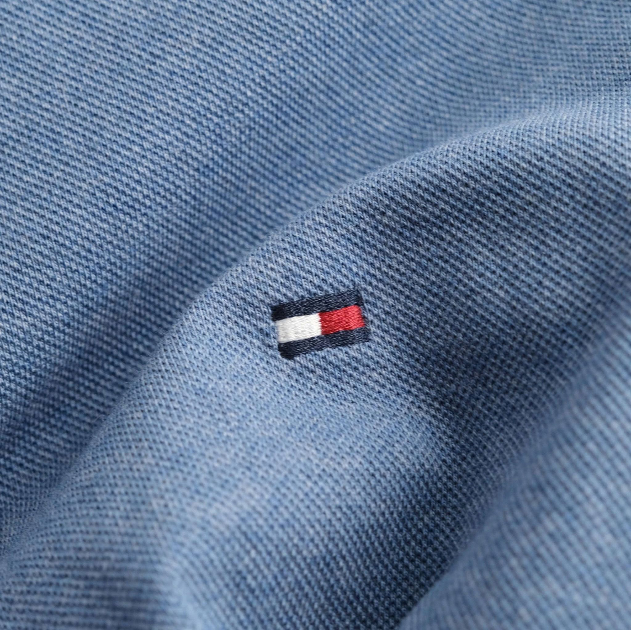  Polo Tommy Xanh Dương Tay Viền Hàng Chính Hãng 