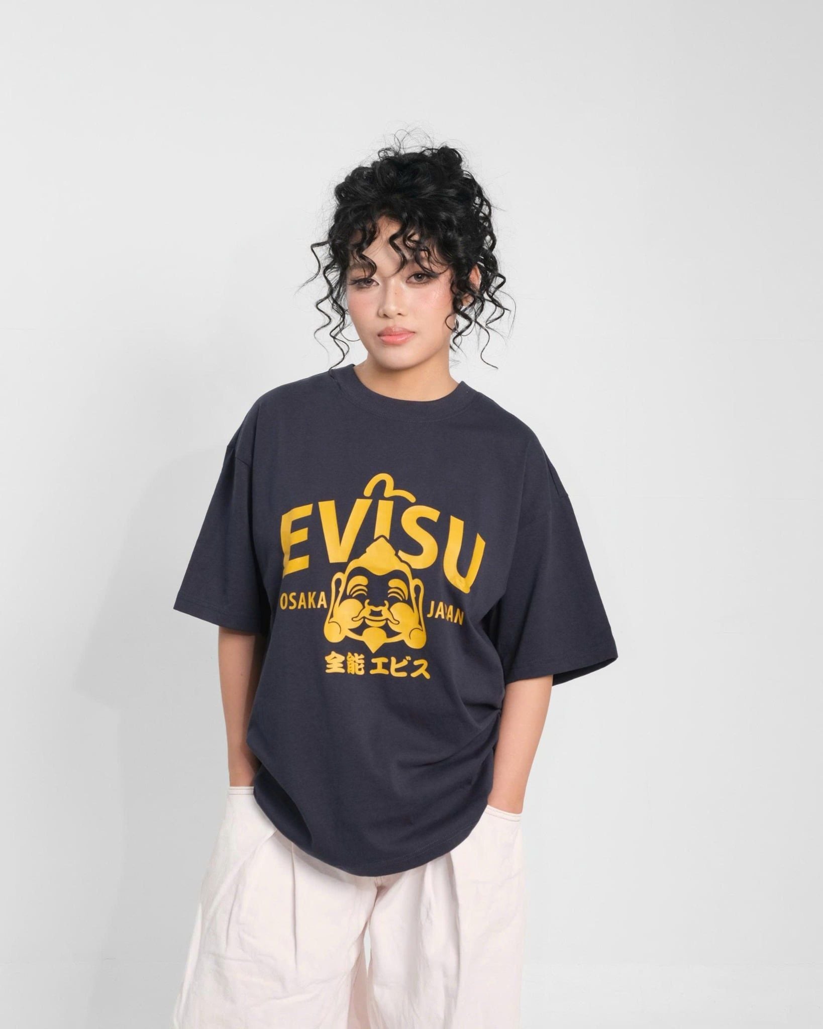 ÁO THUN EVISU NAVY LOGO VÀNG CHÍNH HÃNG 