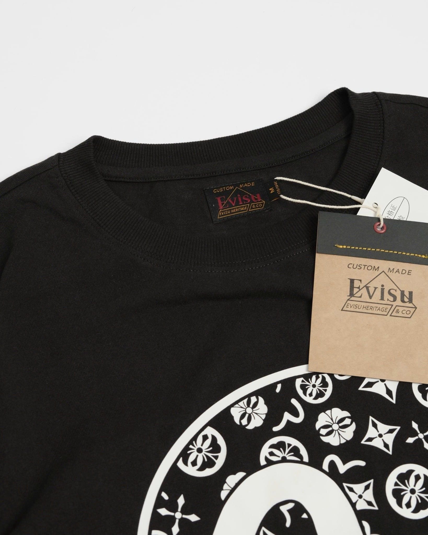  Áo Thun Evisu Tough TailLored Đen In Trắng Hàng Chính Hãng 