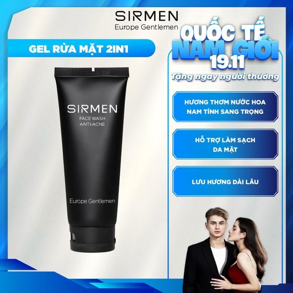 Sữa rửa mặt nam 2 in 1 nguyên liệu tự nhiên SIRMEN Europe Gentlemen cao cấp 100g chiết xuất tự nhiên công nghệ tiên tiến 