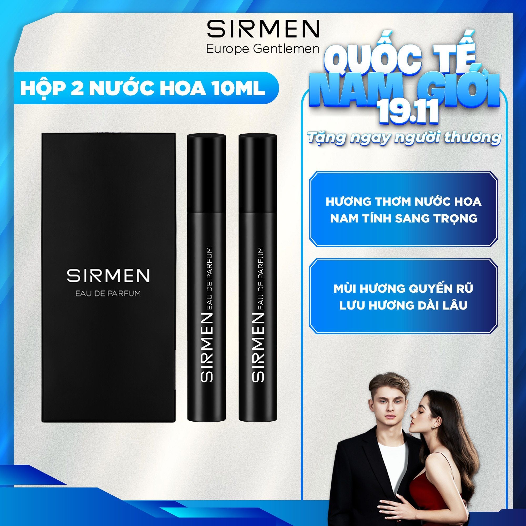  [Hộp 2 chai - 10ml] Nước hoa nam SIRMEN Signature Eau de Parfum Europe Gentlemen cao cấp thơm tự nhiên sang trọng 