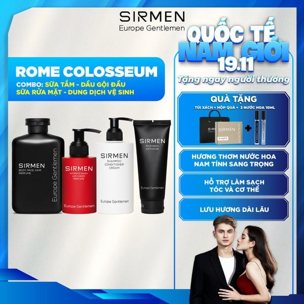  Bộ quà tặng cho nam ROME COLOSSEUM Sữa tắm gội nam - Dầu gội nam - Dung dịch vệ sinh và Sữa rửa mặt nam SIRMEN nguyên liệu tự nhiên Europe Gentlemen 