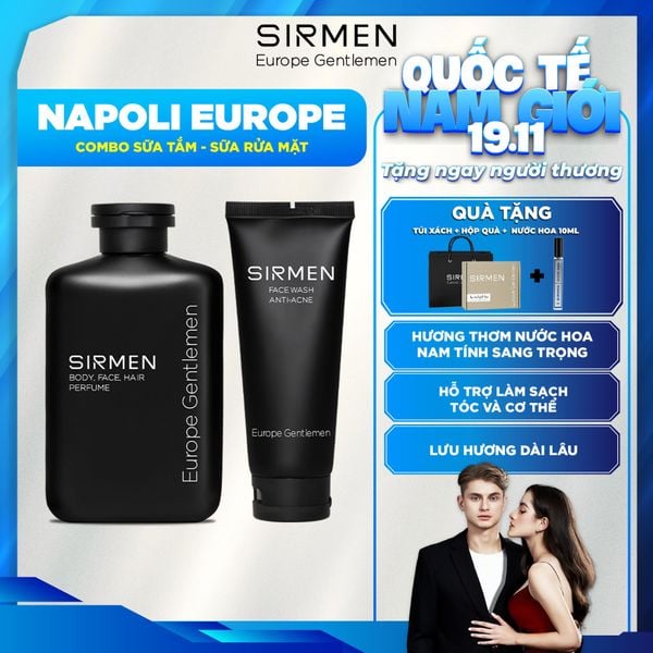  Bộ quà tặng cho nam NAPOLI EUROPE Gồm Sữa tắm gội nam 4in1 350g & Sữa rửa mặt nam 2in1 100g hương nước hoa SIRMEN Europe Gentlemen 