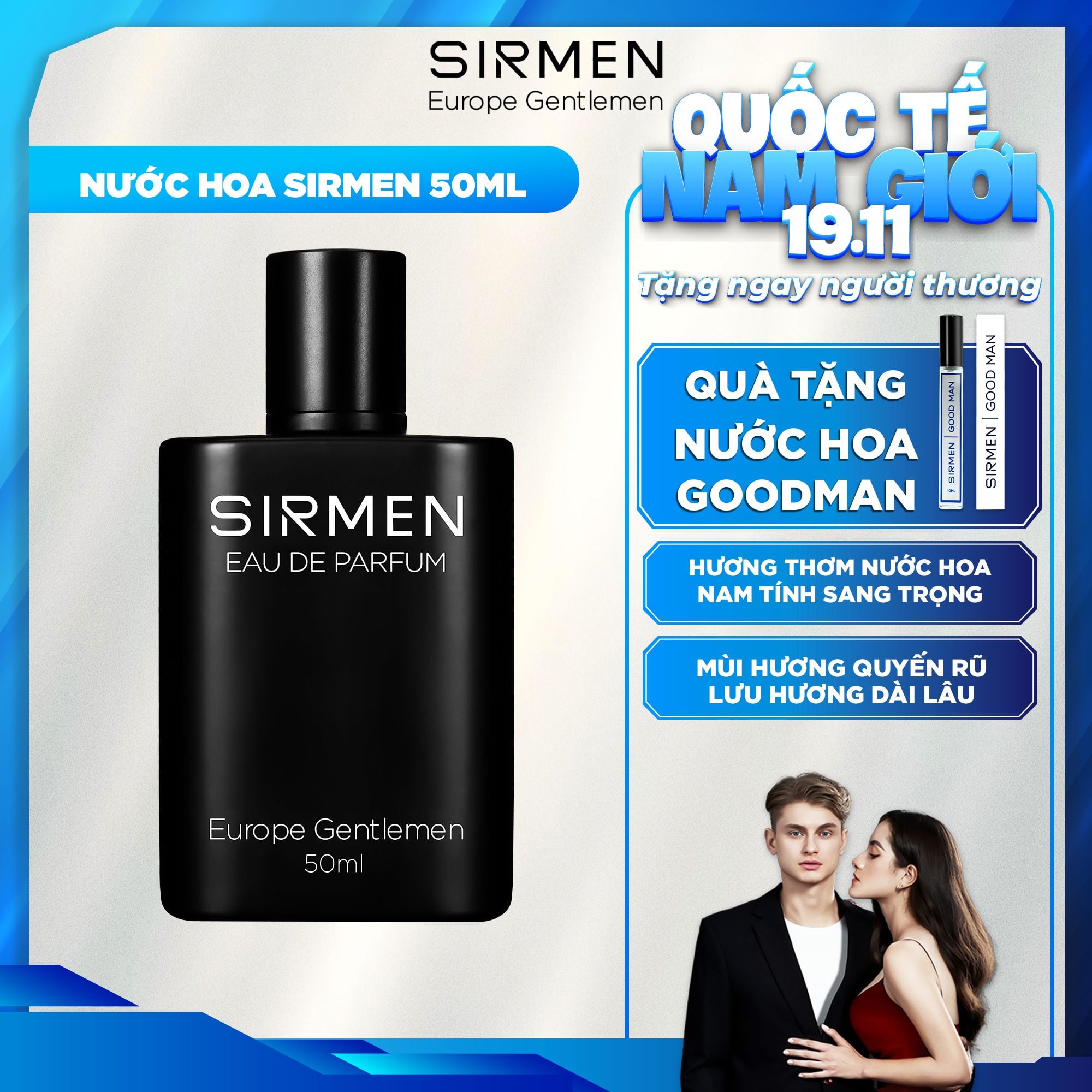 [Chai - 50ml] Nước hoa nam SIRMEN Signature Eau de Parfum Europe Gentlemen cao cấp chai 50ml thơm tự nhiên sang trọng 