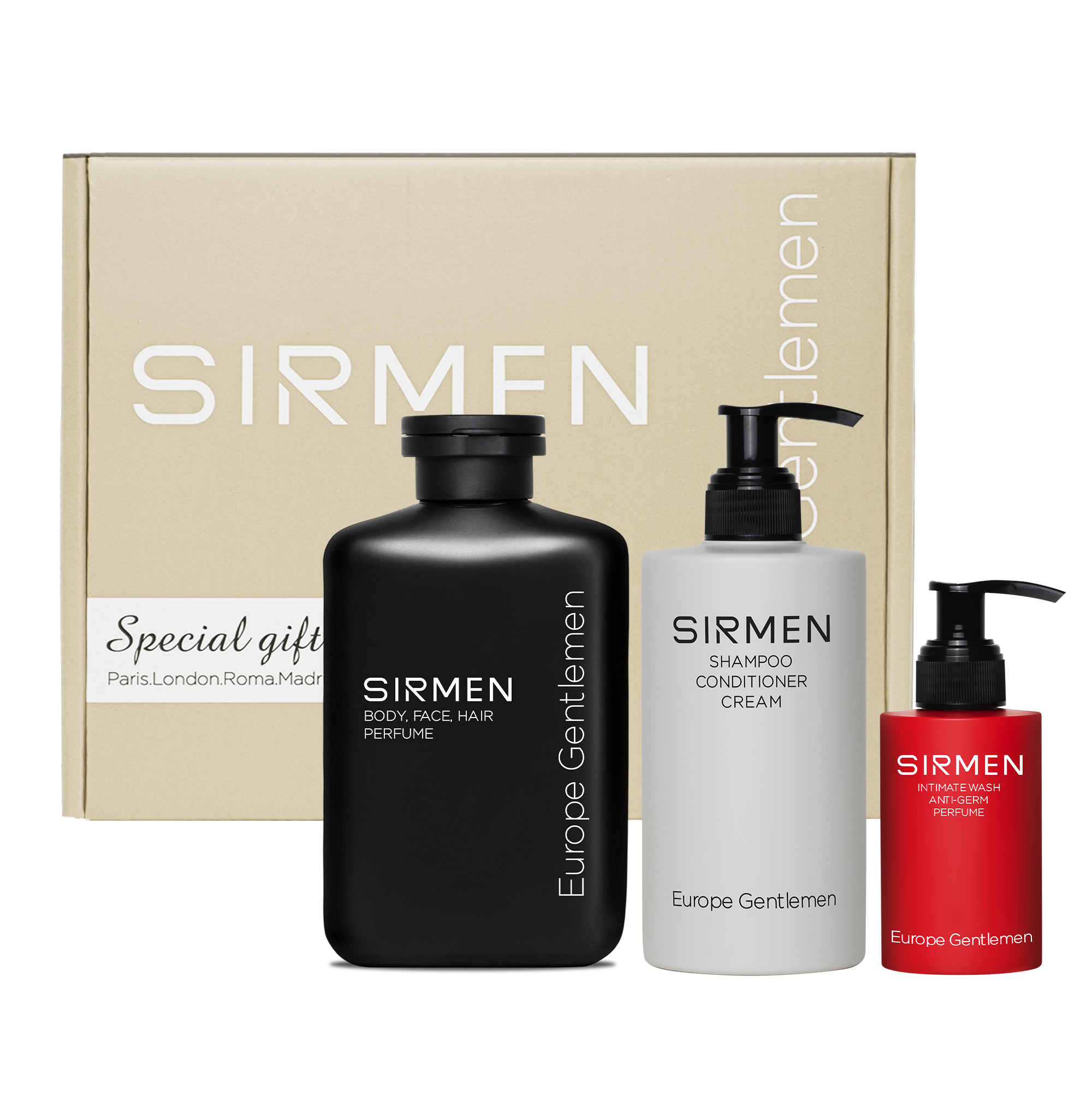  [MEMBER SHIP] Bộ quà tặng cho nam MADRID MATADOR Sữa tắm gội nam 4in1 350g Dầu gội nam 320g và Dung dịch vệ sinh 3in1 100g SIRMEN nguyên liệu tự nhiên Europe Gentlemen 