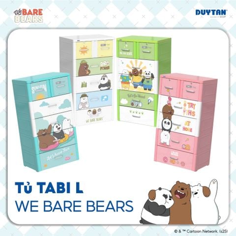 [Đặc biệt] Tủ quần áo Tabi-L 5 tầng, DUY TÂN, 4 hộc lớn 2 nhỏ, ba chú gấu We Bare Bears dễ thương