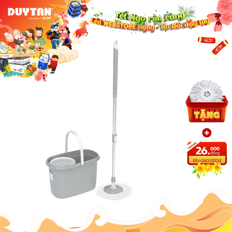 [MUA 1 TẶNG 1] Bộ Lau Nhà 9L Quai Ngang Duy Tân – Nhựa PP, Xoay 360 Độ, Bông Microfiber Mịn Thấm Hút