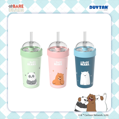 [BST We Bare Bears] Ly KIRA 550ml Duy Tân, nhựa PP, nắp vòm kèm ống hút, thiết kế pastel dễ thương.