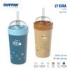 Ly Nhựa KIRA 550ml Duy Tân | Nhựa PP SAN, Có Nắp Vòm Kèm Ống Hút Silicone