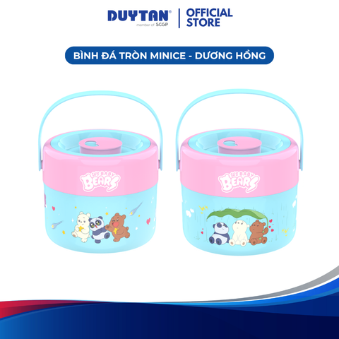 Bình Đá Tròn Minice Duy Tân 1L - 2L, Nhựa PP, PU Cách Nhiệt, Khe Cắm Ống Hút, Quai Xách Tiện Lợi