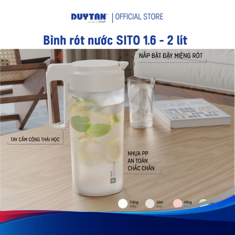 Bình nước SITO MATSU 1.6L – 2L | Nhựa PP an toàn, nắp bật tiện lợi