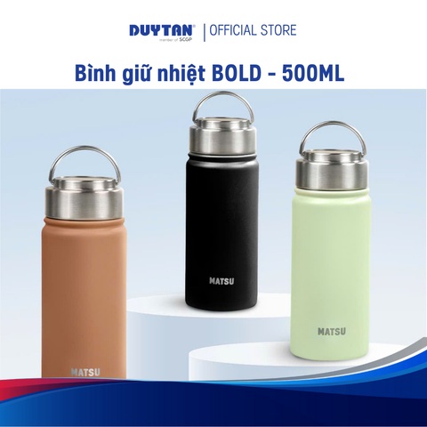 Bình giữ nhiệt BOLD 500ml MATSU – thép không gỉ 304, quai xách tiện lợi, sơn tĩnh điện