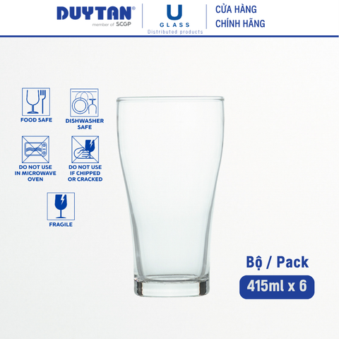 Bộ 6 Ly cốc thủy tinh U Glass 415ml kiểu cao - BUG320
