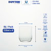 Bộ 6 Ly cốc thủy tinh U Glass 230ml kiểu lùn - BUG328