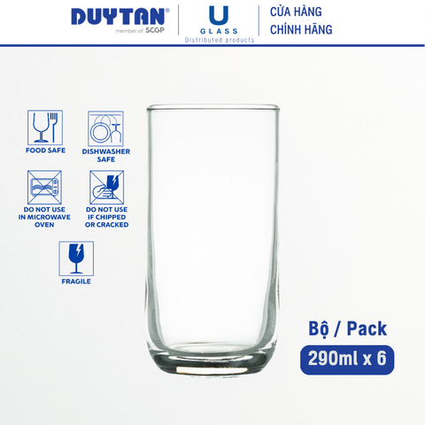 Bộ 6 Ly cốc thủy tinh U Glass 290ml ly lỡ đáy bầu - BUG335