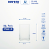 Bộ 6 Ly cốc thủy tinh U Glass 175ml kiểu lùn - BUG381