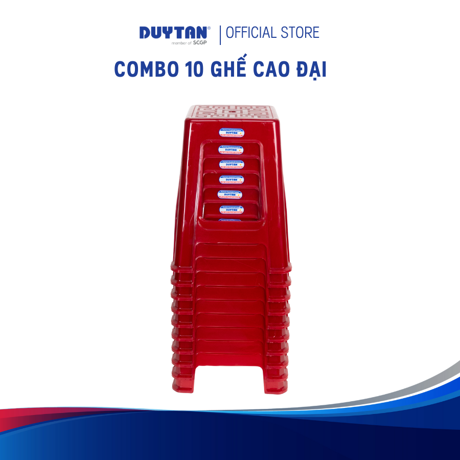 Combo 10 Ghế Cao Đại DUY TÂN – Ghế Nhựa PP, Chắc Chắn, Tiện Dụng