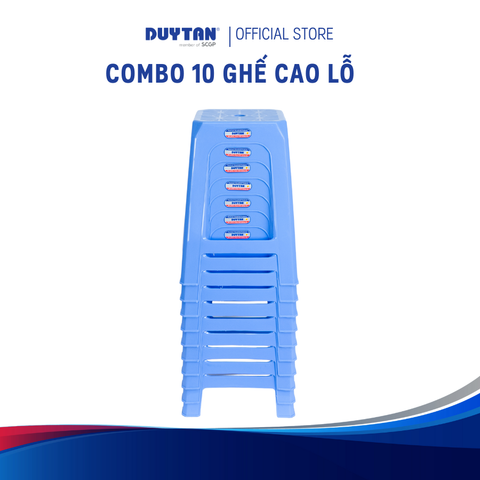 Combo 10 Ghế Cao Lỗ DUY TÂN – Nhựa PP, Bền Chắc, Tiện Dụng