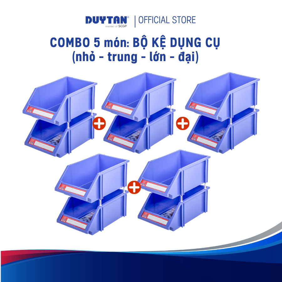 Combo 05 Kệ Dụng Cụ Duy Tân, Nhựa PP, Đựng Linh Kiện, Bù Lông, Ốc Vít