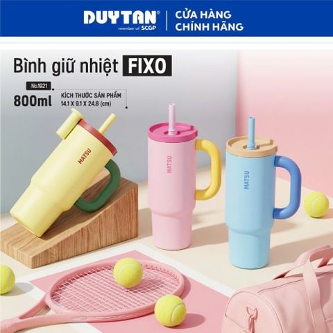 Ly Giữ Nhiệt Fixo Matsu 800ml, Thép Không Gỉ 304, Kèm Rổ Lọc, Nắp Chống Bụi Ống Hút , Tay Cầm Tiện Lợi