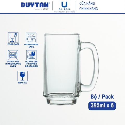 Bộ 6 Ly cốc thủy tinh U Glass 395ml quai đại - PUG315