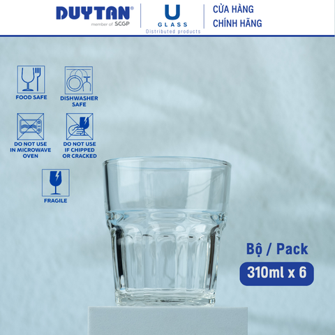 Bộ 6 Ly cốc thủy tinh U Glass 310ml kiểu lùn - PUG389