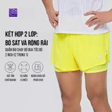  BMAI Quần đùi chạy bộ 2 lớp FRSL003 - Nam - Đen lót vàng 
