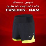  BMAI Quần đùi chạy bộ 2 lớp FRSL003 - Nam - Đen lót vàng 