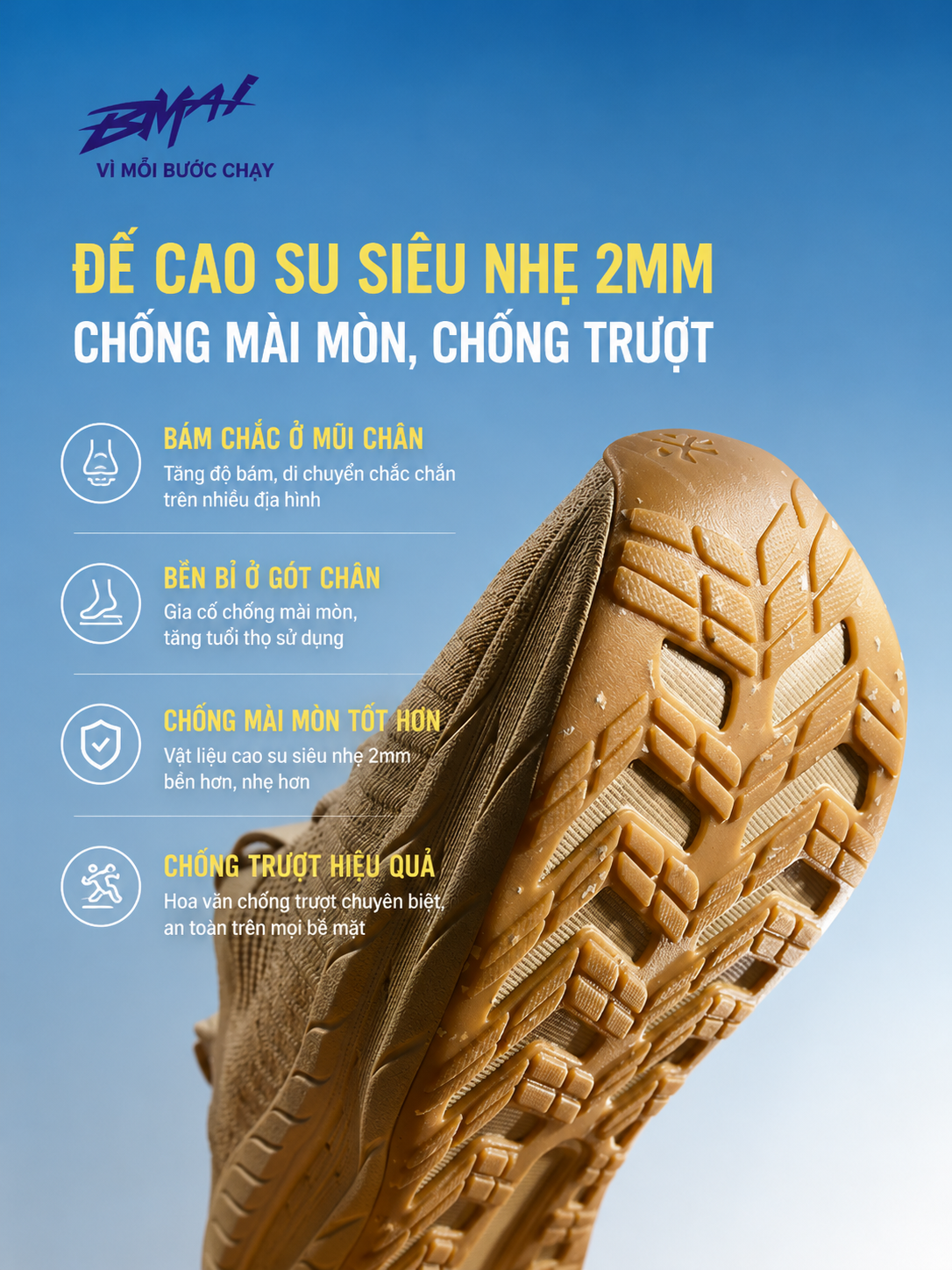  BMAI Giày Chạy Bộ WALK 2.0 XRPM011/XRPM012 - Hãng Chính Hãng - ĐI NHIỀU HƠN, NHẸ CHÂN HƠN 