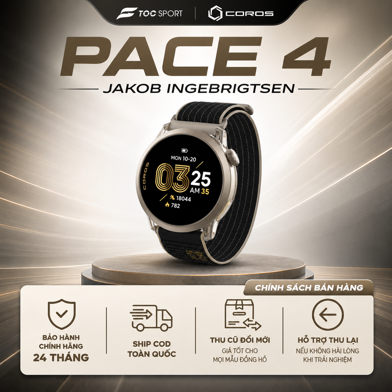  Đồng Hồ GPS Thể Thao Coros Pace 4 - Nylon - Jakob Ingebrigtsen 