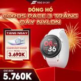  Đồng Hồ GPS Thể Thao COROS PACE 3 Trắng Dây Nylon - Siêu Nhẹ 30g, Pin 38 Giờ GPS 