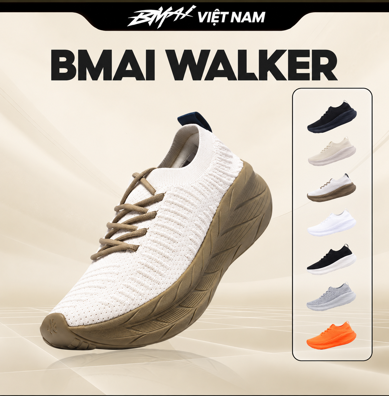  BMAI Giày chạy bộ EXPEDITION WALKER XRPL001 – Nhẹ, Đệm Êm, Thoáng Khí, Unisex 