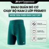  BMAI Quần Bó Cơ Nam Cao Cấp 2 Lớp FRSM011 - Mode 2026 phiên bản cao cấp, Nâng cấp vải kẻ sọc co giãn, Chuyên dụng cho marathon 