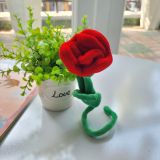  Nhánh hoa hồng vải nhung màu đỏ 