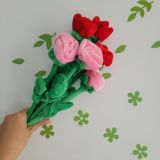  Nhánh hoa hồng vải nhung màu hồng 