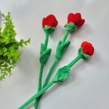  Nhánh hoa hồng vải nhung màu đỏ 