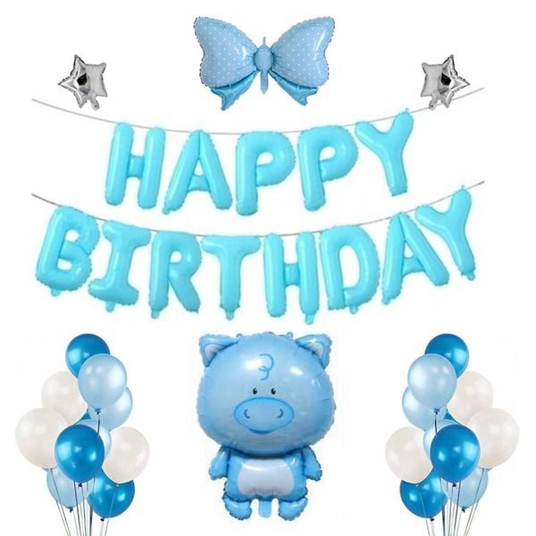  Bộ bong bóng chủ đề heo con - Xanh 