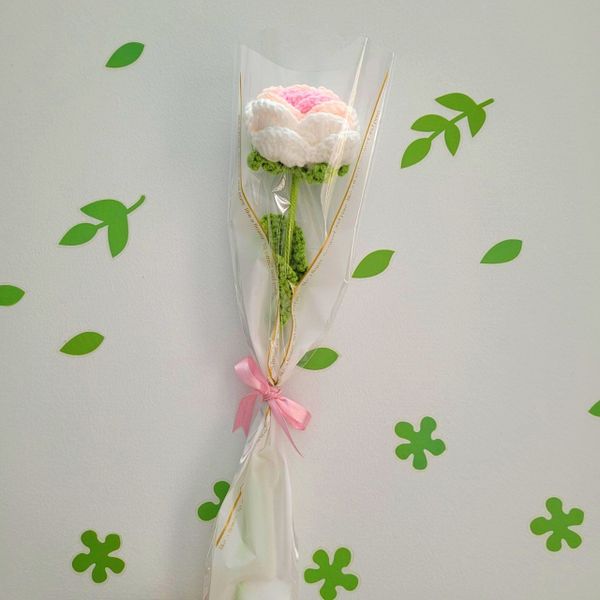  Nhánh hoa hồng bằng len (hồng) 