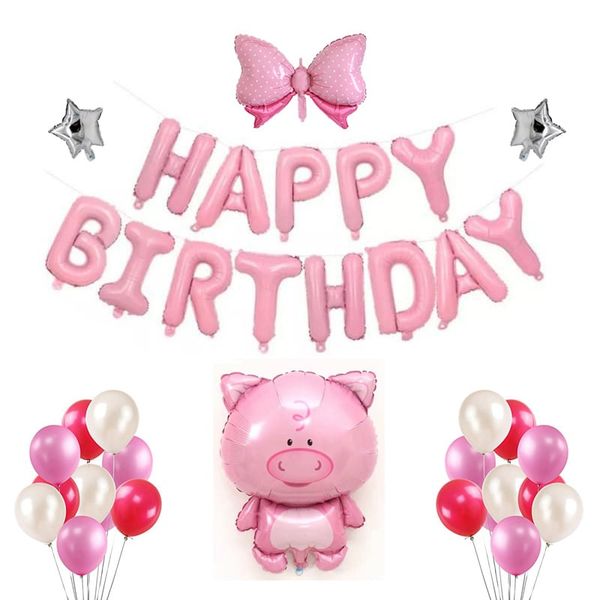  Bộ bong bóng chủ đề heo con - Hồng 