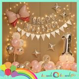  Combo trang trí sinh nhật 1 trụ bóng - hồng 