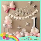  Combo trang trí sinh nhật 1 trụ bóng - hồng 