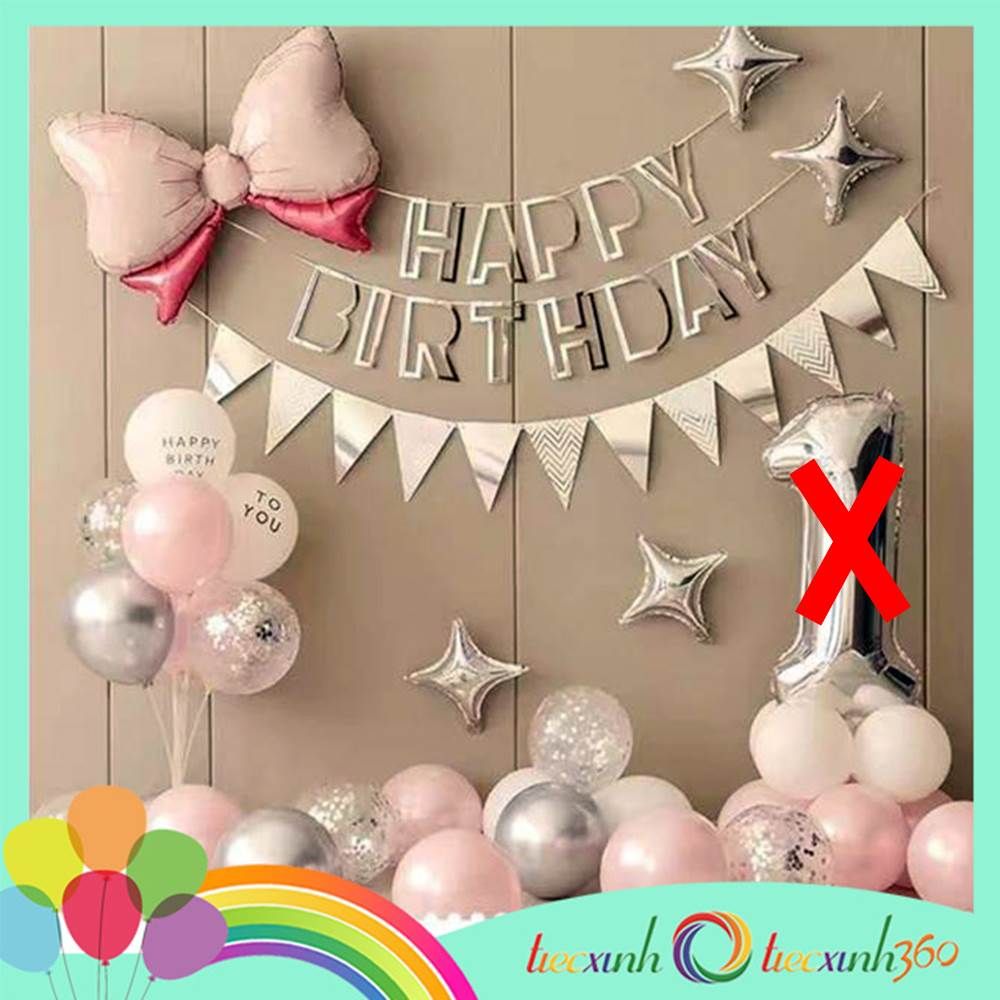  Combo trang trí sinh nhật 1 trụ bóng - hồng 