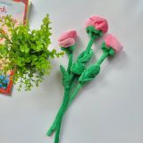  Nhánh hoa hồng vải nhung màu hồng 