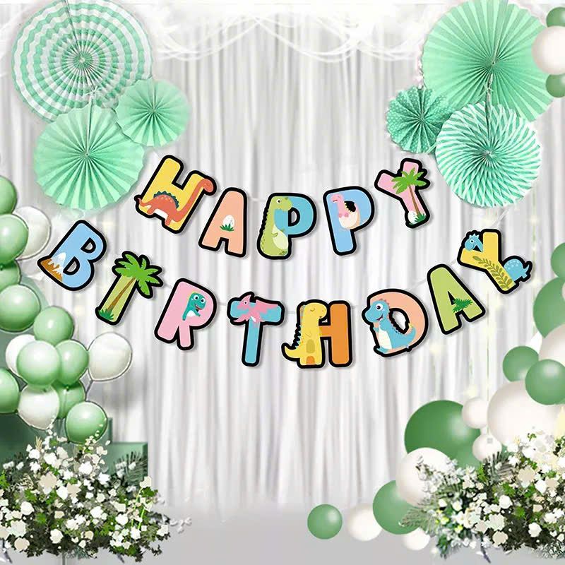  Dây chữ Happy Birthday chủ đề khủng long 