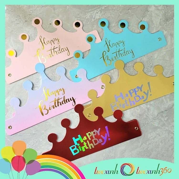  Vương miện happy birthday ép kim 