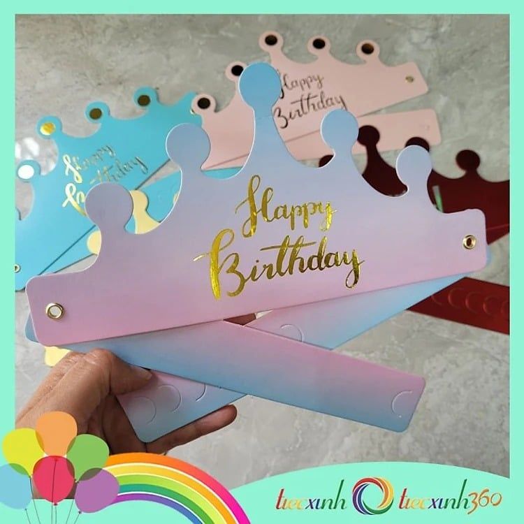  Vương miện happy birthday ép kim 