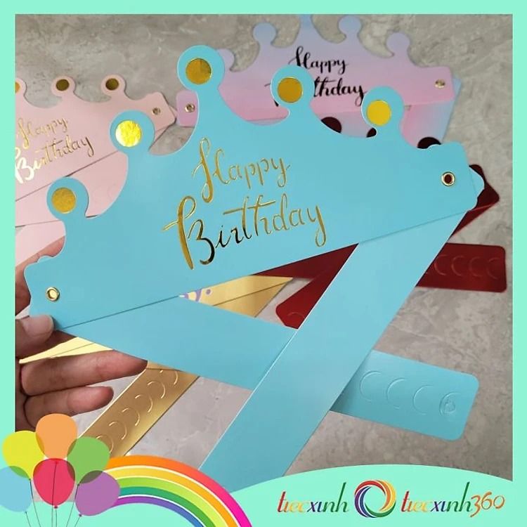  Vương miện happy birthday ép kim 