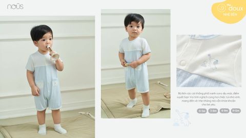  Bộ liền cộc cài thẳng kẻ caro xanh phối trắng 