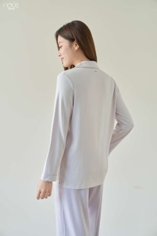  Bộ pyjama dài tay mom màu tím nhạt thêu thỏ 